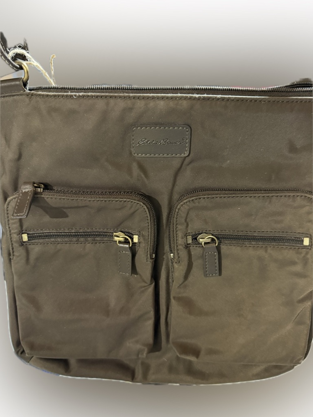 P017- Eddie Bauer Men's Brown Crossbody Organizer Bag